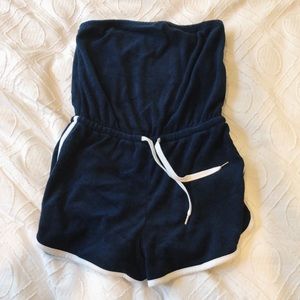 NAVY BLUE STRAPLESS ROMPER